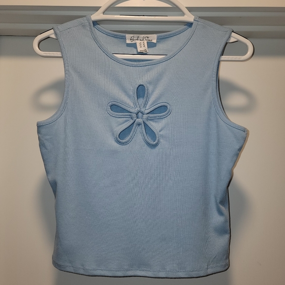 Birch and stone Blue Ribbed Tank Keyhole Women's Sz M spring summer - Picture 1 of 8